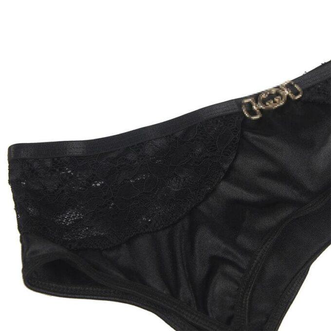 SUBBLIME - CONJUNTO DE 3 PEAS SUTI + TANGA + LIGA DE RENDA PRETO L/XL