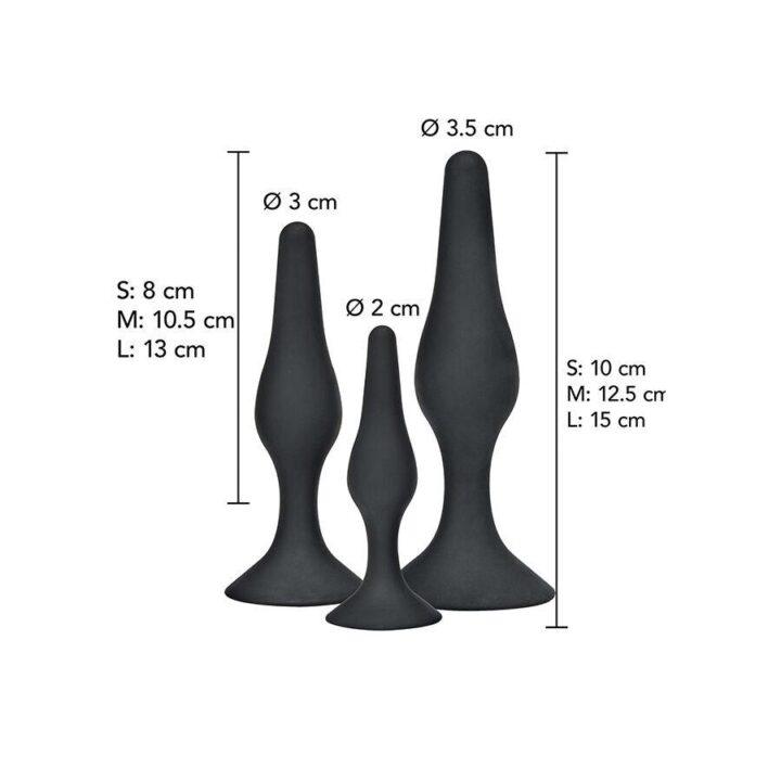 TOYJOY - ANAL PLAY CURVY COMPANIONS PLUG ANAL 3 PEÇAS PRETO