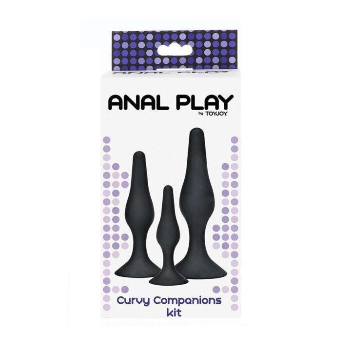 TOYJOY - ANAL PLAY CURVY COMPANIONS PLUG ANAL 3 PEÇAS PRETO