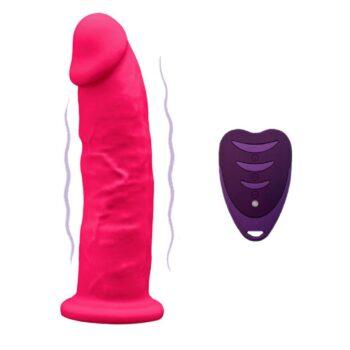 SILEXD - MODELO DE PÊNIS REALISTA 2 ROSA + CONTROLE REMOTO LRS 17 CM