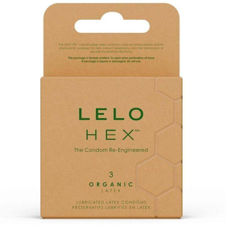 LELO - CAIXA DE PRESERVATIVOS ORGÂNICOS HEX 3 UNIDADES
