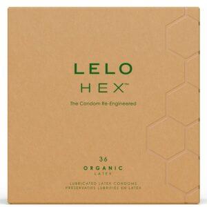 LELO - CAIXA DE PRESERVATIVOS ORGÂNICOS HEX 36 UNIDADES