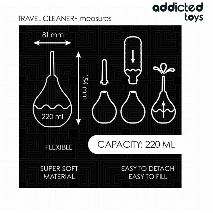 ADDICTED TOYS - LIMPADOR ANAL DE VIAGEM TAMANHO L 220 ML