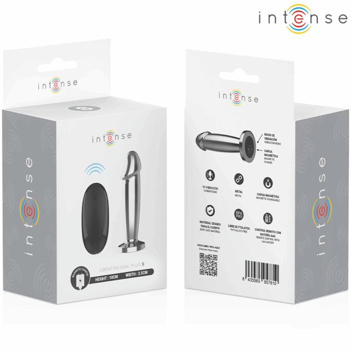 INTENSE - PLUG ANAL 10 VIBRAÇÕES DILDO DE METAL COM CONTROLE REMOTO S