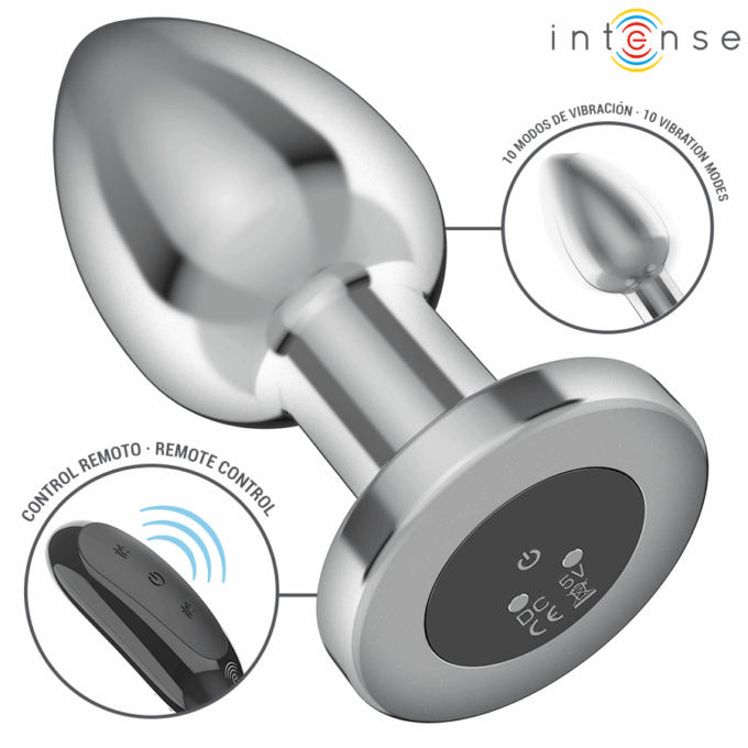 INTENSE - PLUG ANAL 10 VIBRAÇÕES METAL COM CONTROLE REMOTO L