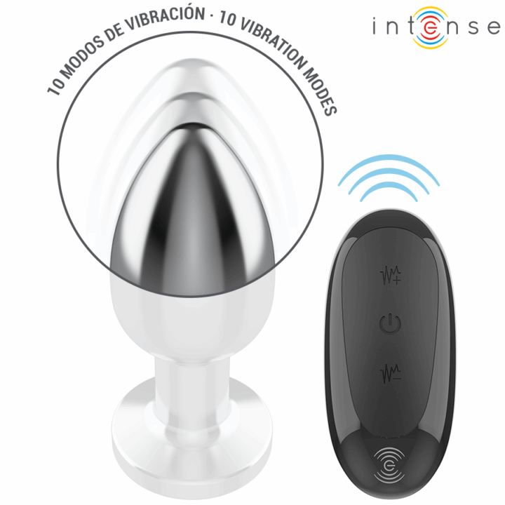 INTENSE - PLUG ANAL 10 VIBRAÇÕES METAL COM CONTROLE REMOTO L