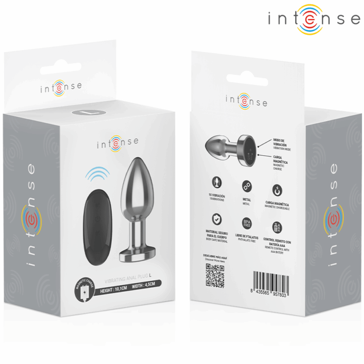 INTENSE - PLUG ANAL 10 VIBRAÇÕES METAL COM CONTROLE REMOTO L