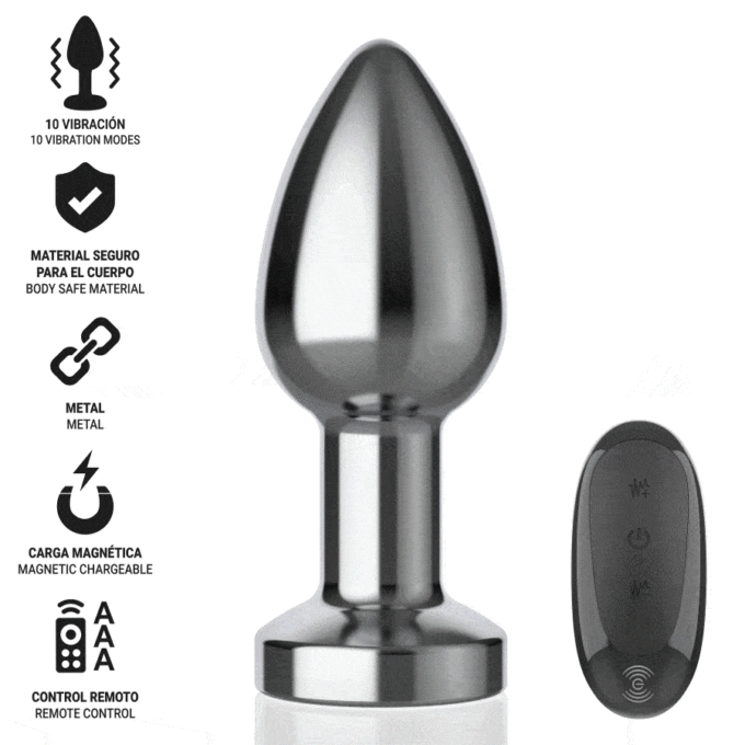 INTENSE - PLUG ANAL 10 VIBRAÇÕES METAL COM CONTROLE REMOTO M