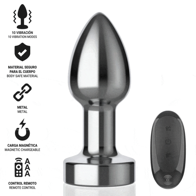 INTENSE - PLUG ANAL 10 VIBRAÇÕES METAL COM CONTROLE REMOTO S