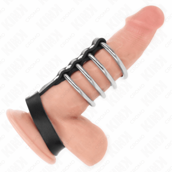 KINK-RING-POWER-KINK-4-METAL-PENIS-RINGS-3.8-CM-CONNECTED-WITH-LEATHER-STRAP-22-X-1.5-CM-AND-PRESSURE-CLOSURE-1