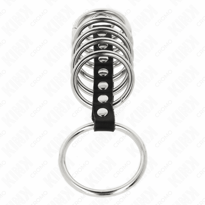 KINK - 7 ANÉIS DE METAL DE 3,2 CM A 5 CM CONECTADOS POR COURO