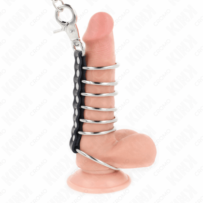 KINK-RING-POWER-KINK-7-METAL-PENIS-RINGS-3.8-CM-TO-5-CM-CONNECTED-WITH-LEATHER-AND-METAL-CHAIN-100-CM-1