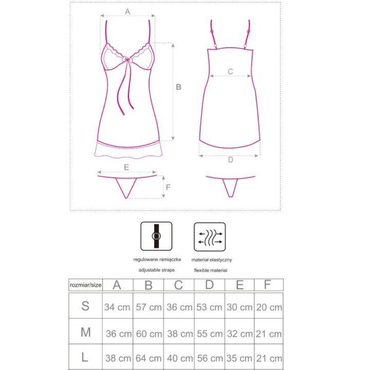 LIVCO CORSETTI FASHION - HYEONA 1710 BABYDOLL + TANGA ROSE M