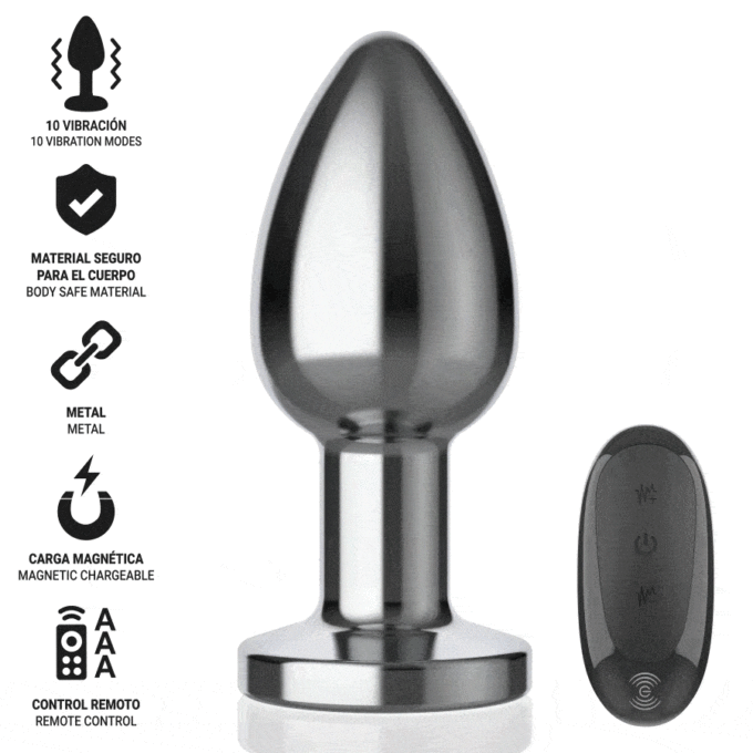 INTENSE - PLUG ANAL 10 VIBRAÇÕES METAL COM CONTROLE REMOTO L