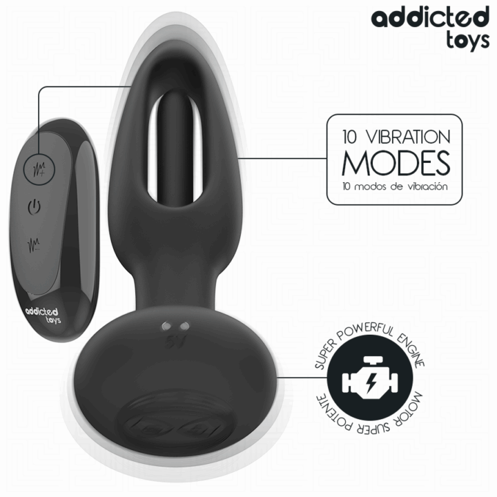 ADDICTED TOYS - PLUG ANAL COM LÍNGUA VIBRATÓRIA E CONTROLE REMOTO