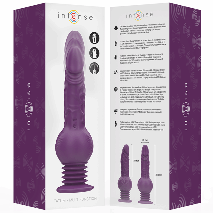 INTENSE - VIBRADOR MULTIFUNCIONAL TATUM COM VIBRAÇÃO PARA CIMA E PARA BAIXO 24 CM ROXO