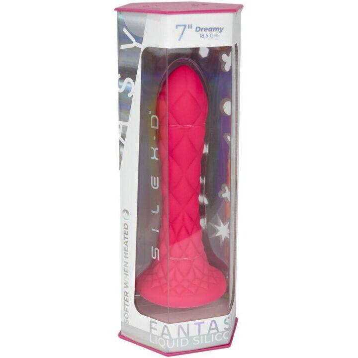 SILEXD - DREAMY DILDO FANTASY SILICONE LÍQUIDO TERMORATIVO FÚCSIA 18,5 CM