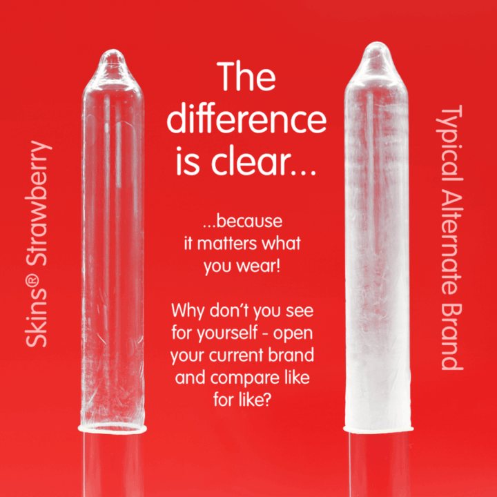 SKINS - PACOTE COM 4 PRESERVATIVOS PREMIUM DE MORANGO