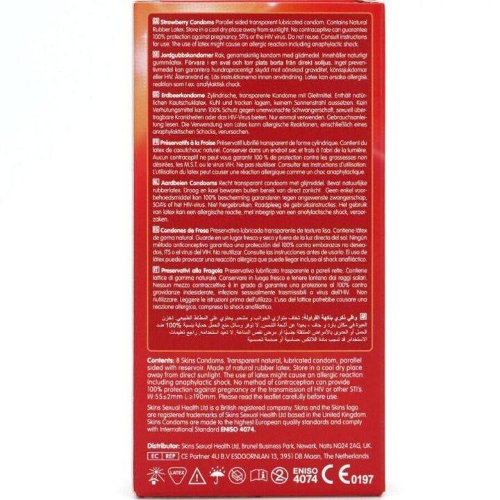 SKINS - PRESERVATIVOS PREMIUM DE MORANGO - PACOTE COM 8