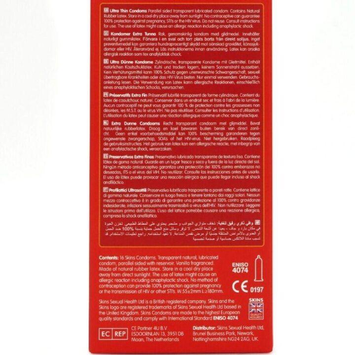 SKINS - PRESERVATIVOS ULTRA FINOS PREMIUM PACOTE COM 16