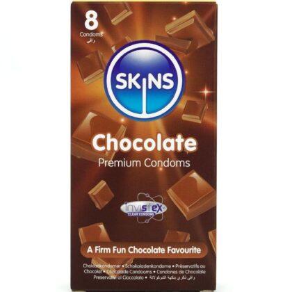 SKINS - PRESERVATIVOS CHOCOLATE PREMIUM PACOTE 8