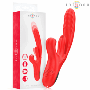 INTENSE - VIBRADOR MULTIFUNCIONAL KAROL THRUST & STIMULATION & ONDAS ESTIMULANTES VERMELHO