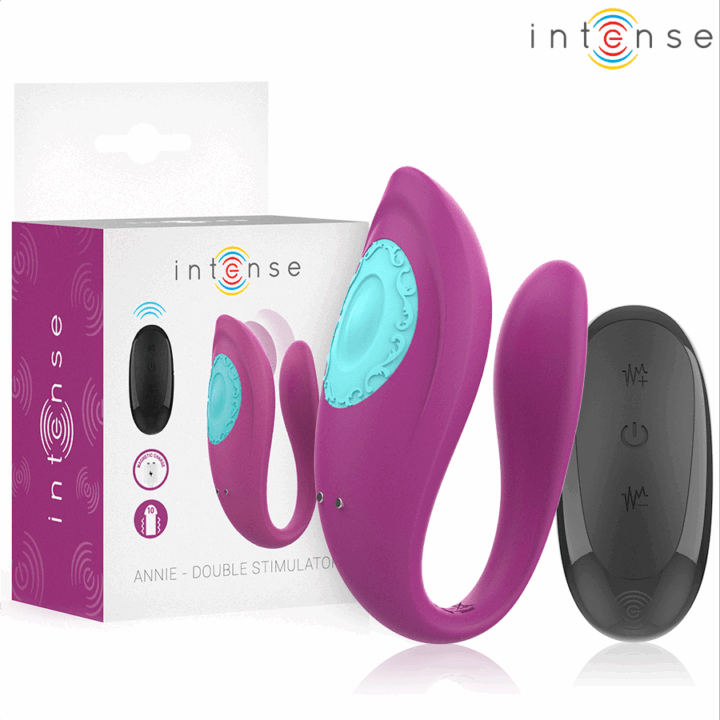 INTENSE - ANNIE VIBRADOR E ESTIMULADOR EM FORMA DE U ROXO CONTROLE REMOTO