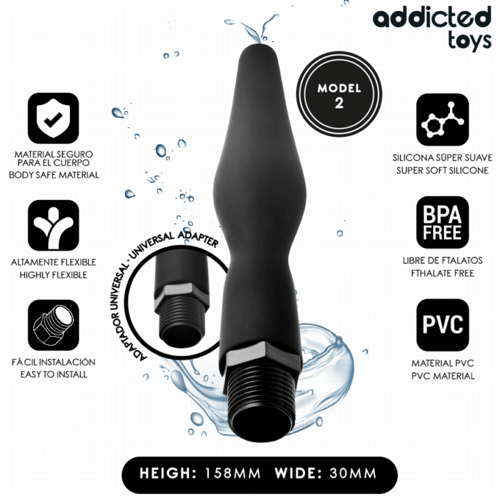 ADDICTED TOYS - LIMPADOR ANAL COM ADAPTADOR UNIVERSAL MODELO 2