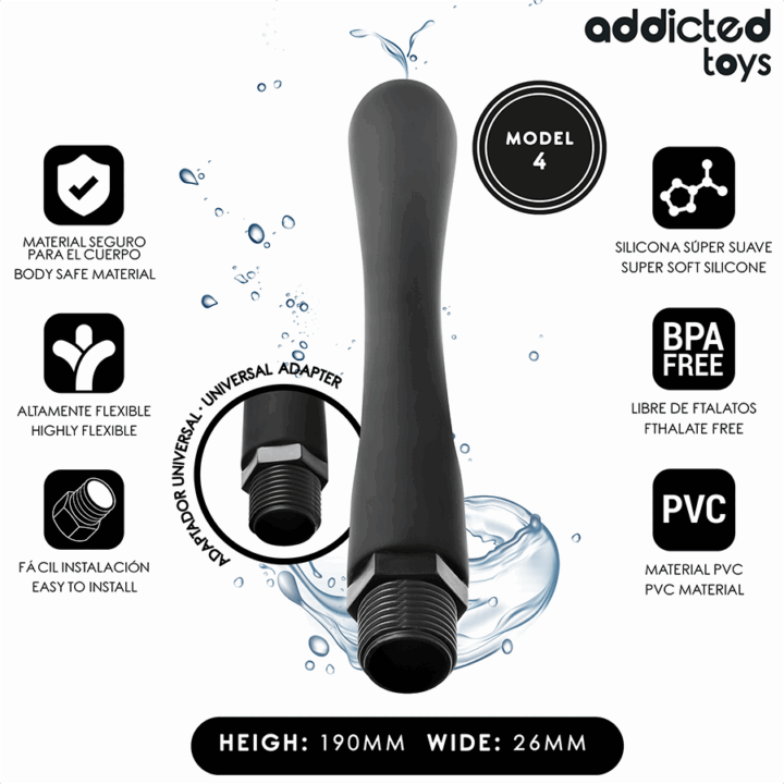 ADDICTED TOYS - LIMPADOR ANAL COM ADAPTADOR UNIVERSAL MODELO 4