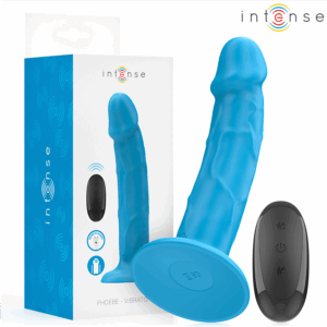 INTENSE - VIBRADOR REALÍSTICO PHOEBE 10 VIBRAÇÕES CONTROLE REMOTO AZUL