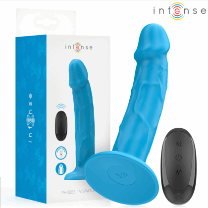 INTENSE - VIBRADOR REALÍSTICO PHOEBE 10 VIBRAÇÕES CONTROLE REMOTO AZUL