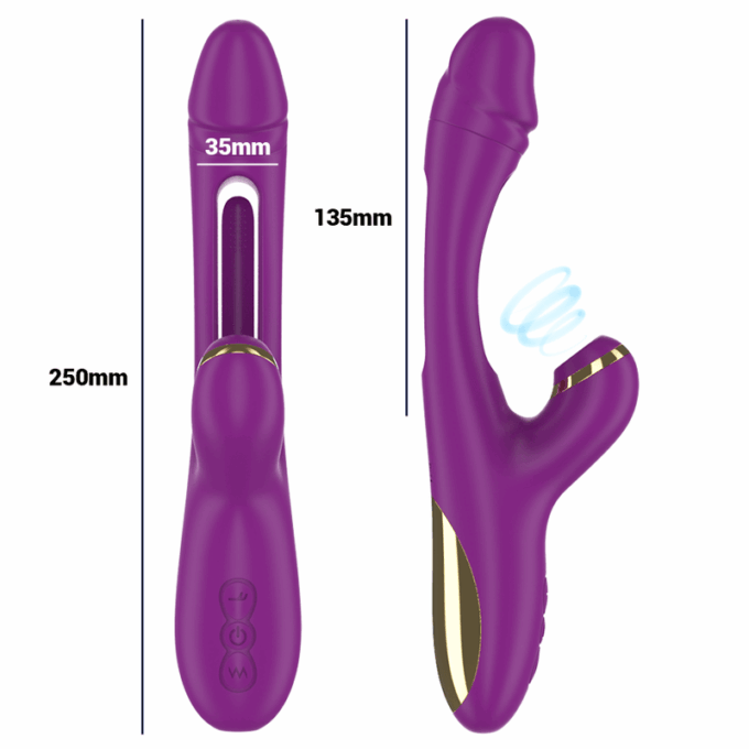 INTENSE - ATENEO VIBRADOR MULTIFUNÇÕES RECARREGÁVEL 7 VIBRAÇÕES COM LÍNGUA OSCILANTE E SUCÇÃO ROXA