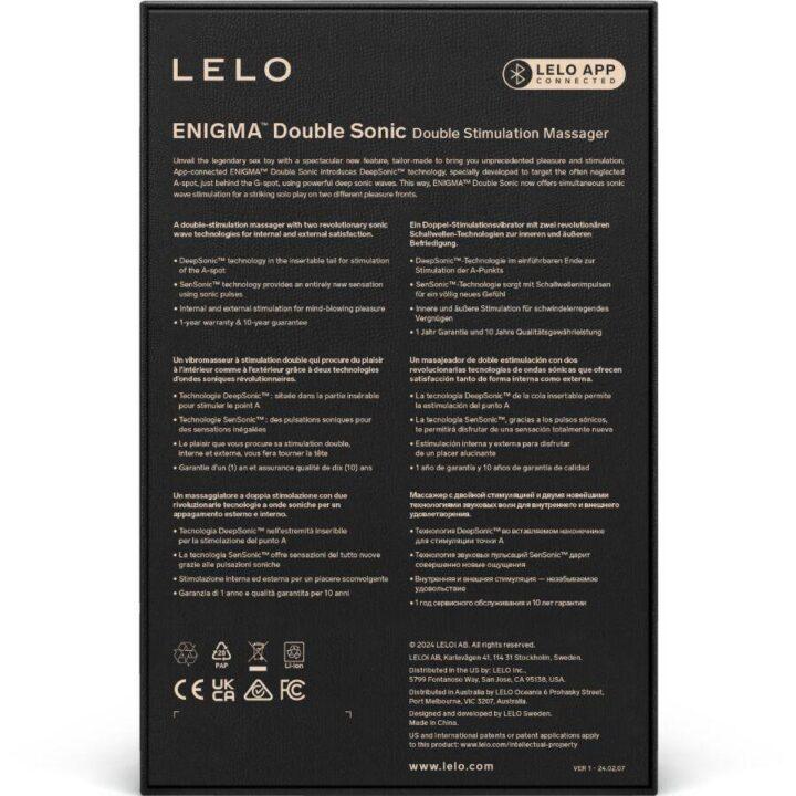 LELO - ENIGMA DUPLO VIBRADOR SÔNICO PONTO G PRETO