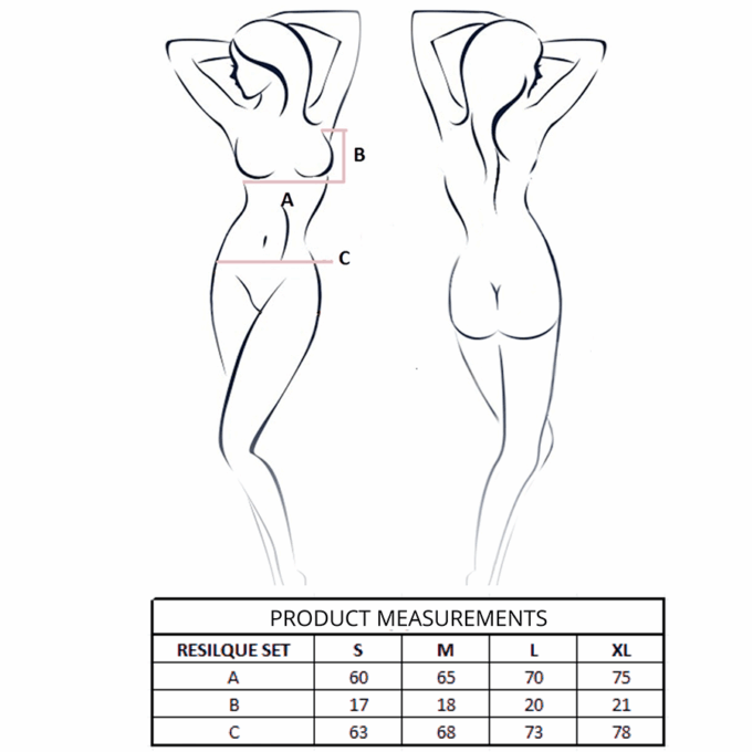 PASSION - CONJUNTO DE SUTIÃ + TANGA RESILQUE PRETO G/GG
