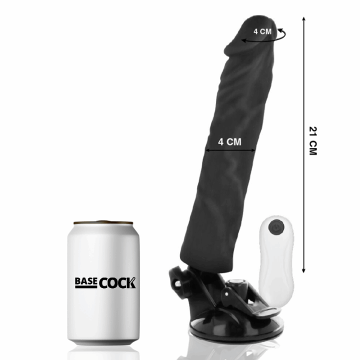 BASECOCK - VIBRADOR REALÍSTICO CONTROLE REMOTO PRETO 21 CM -O- 4 CM
