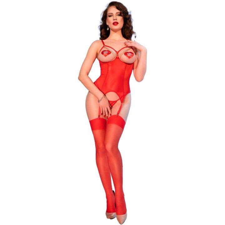 CHILIROSE - CR 4873 CONJUNTO CORSET VERMELHO XL