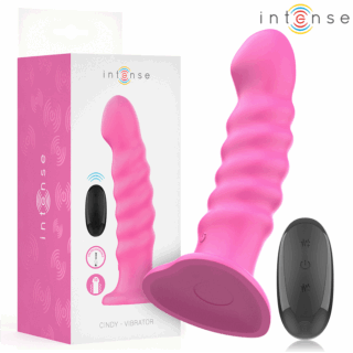 INTENSE - VIBRADOR CINDY TAMANHO L DESIGN ESPIRAL 10 VIBRAÇÕES ROSA CONTROLE REMOTO