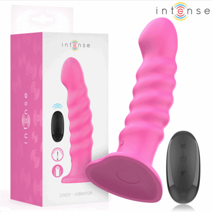 INTENSE - VIBRADOR CINDY TAMANHO L DESIGN ESPIRAL 10 VIBRAÇÕES ROSA CONTROLE REMOTO