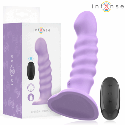 INTENSE - VIBRADOR BRENDA TAMANHO M DESIGN ESPIRAL 10 VIBRAÇÕES ROXO CONTROLE REMOTO