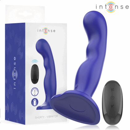 INTENSE - VIBRADOR SHORTY COM VENTOSA AZUL CONTROLE REMOTO