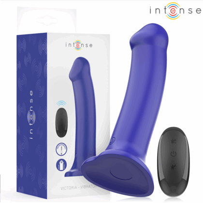 INTENSE - VIBRADOR VICTORIA COM VENTOSA 10 VIBRAÇÕES AZUL ESCURO CONTROLE REMOTO