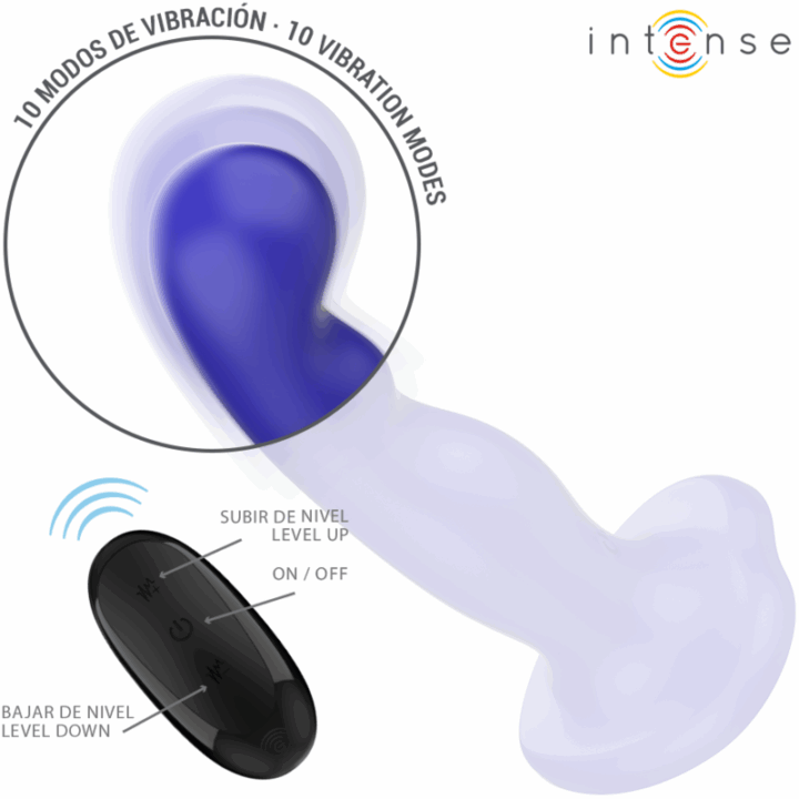 INTENSE - VIBRADOR SHORTY COM VENTOSA AZUL CONTROLE REMOTO