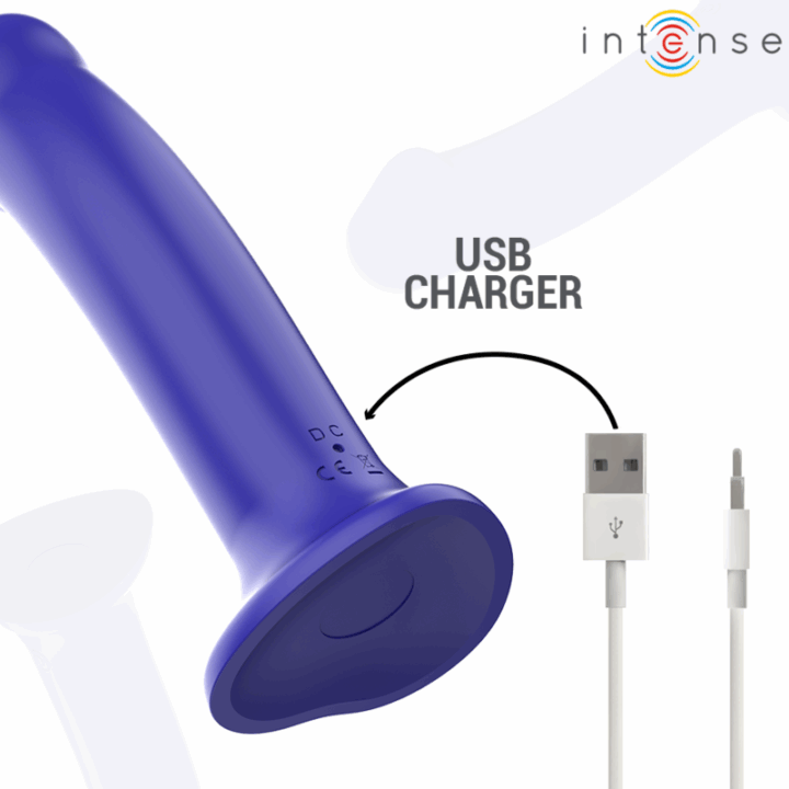 INTENSE - VIBRADOR VICTORIA COM VENTOSA 10 VIBRAÇÕES AZUL ESCURO CONTROLE REMOTO