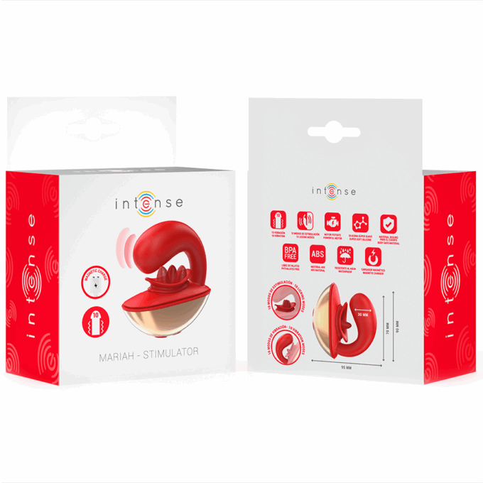 INTENSE - VIBRADOR E ESTIMULADOR MARIAH EM FORMATO U 10 VIBRAÇÕES VERMELHO