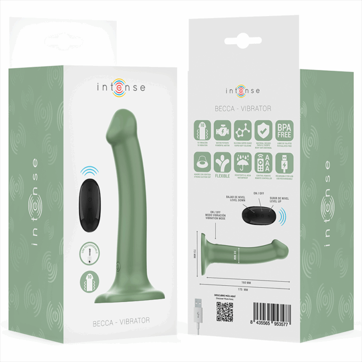 INTENSE - VIBRADOR BECCA COM VENTOSA 10 VIBRAÇÕES VERDE CONTROLE REMOTO