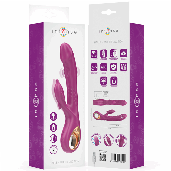 INTENSE - VIBRADOR MULTIFUNCIONAL HALLE COM LÍNGUA ESTIMULANTE DE GOLFINHOS ROXO