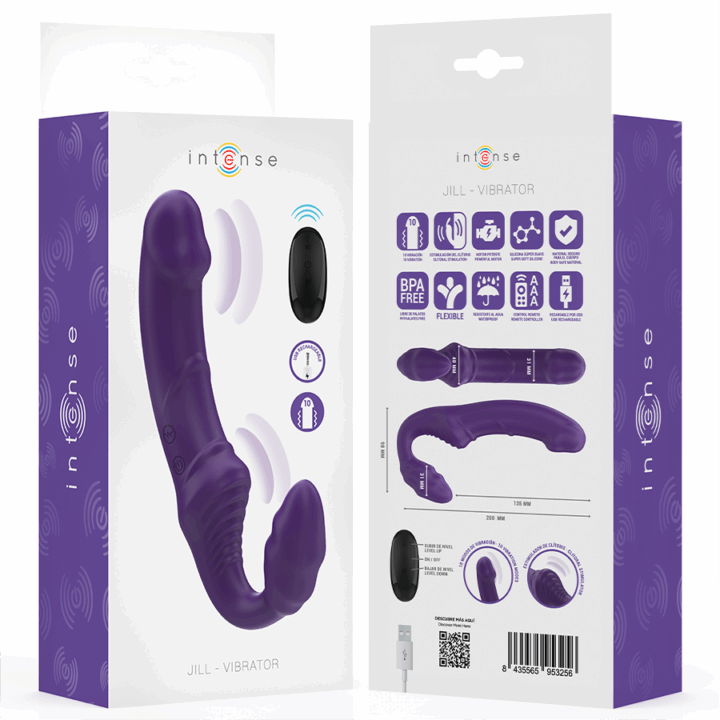 INTENSE - JILL VIBRADOR DUPLO 20 CM ROXO CONTROLE REMOTO