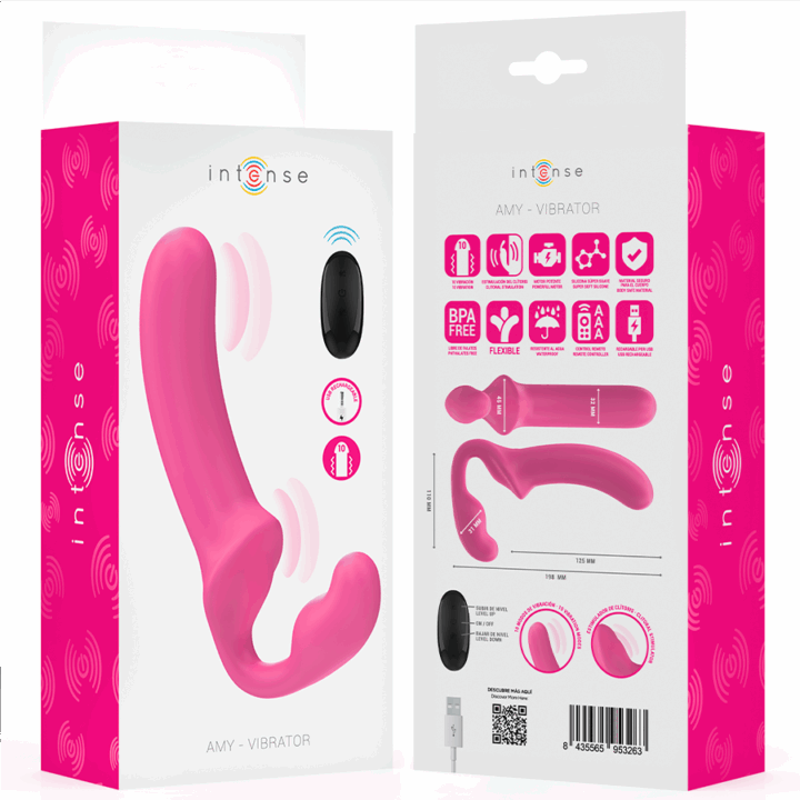 INTENSE - AMY VIBRADOR DUPLO 20 CM ROSA CONTROLE REMOTO