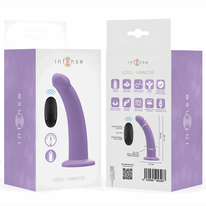 INTENSE - VIBRADOR EDDIE 17,5 CM 10 VIBRAÇÕES ROXO CONTROLE REMOTO