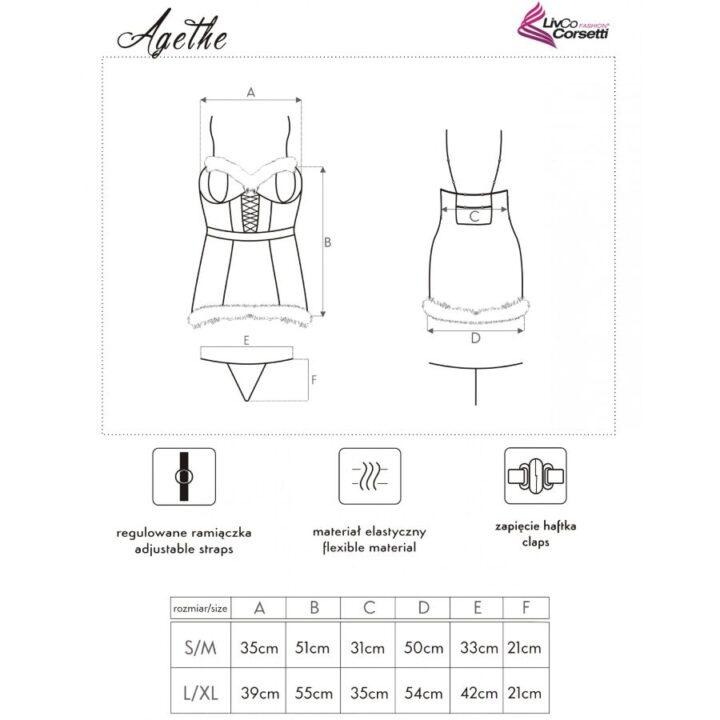 LIVCO CORSETTI FASHION - AGETHE LC 90607 CAMISOLA + CALCINHA FIO DENTAL + CHAPÉU DE NATAL TAMANHO L/XL